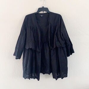 Very‎ J Black Open Front Cotton Cardigan